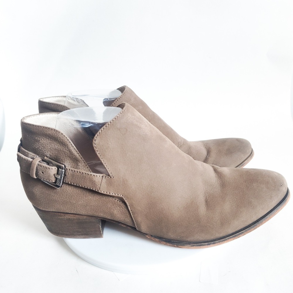 Caslon Ankle Boots Booties Size 9.5 Neutral Taupe Nubuck Leather Boho Cutouts